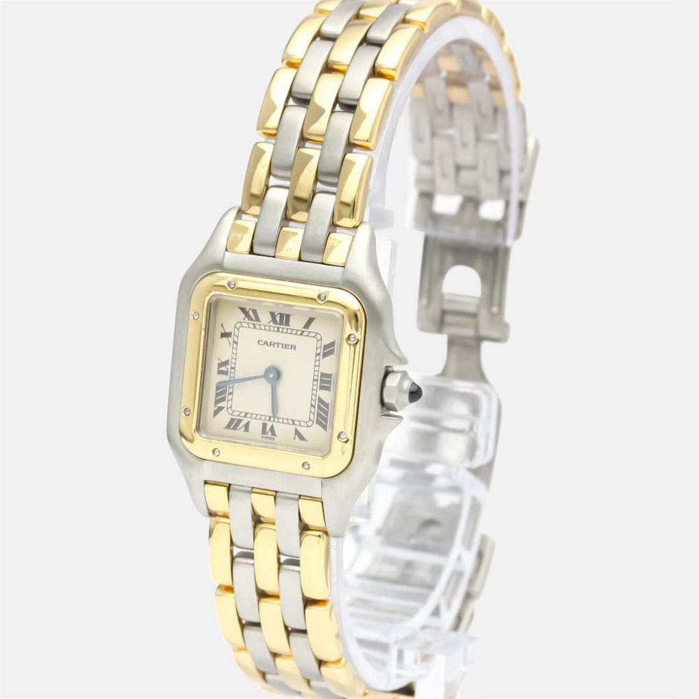 

Cartier Silver 18K Yellow Gold And Stainless Steel Panthere Quartz Women's Wristwatch 22 mm