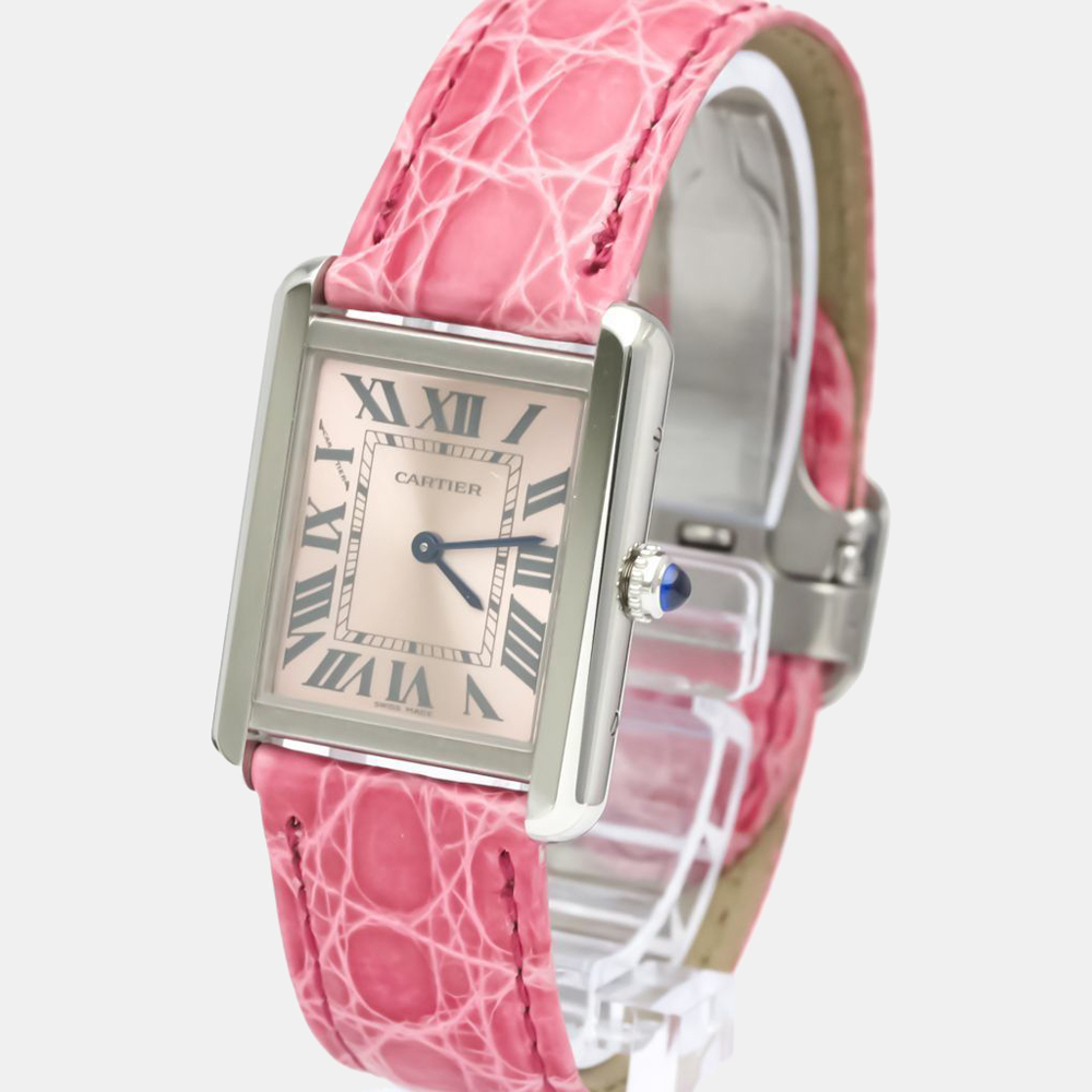 

Cartier Pink Stainless Steel Tank Solo Quartz W5200000 Women's Wristwatch 25 mm