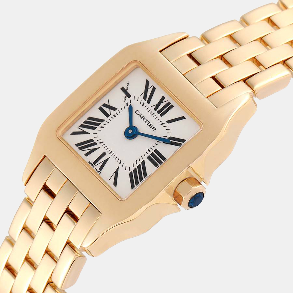 

Cartier Silver 18k Yellow Gold Santos Demoiselle W25063X9 Women's Wristwatch 21 mm