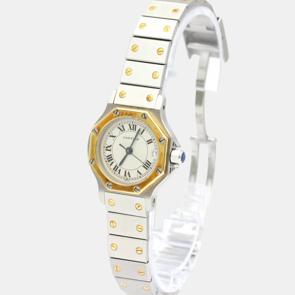 

Cartier Silver 18K Yellow Gold And Stainless Steel Santos Octagon Quartz Women's Wristwatch 24 mm