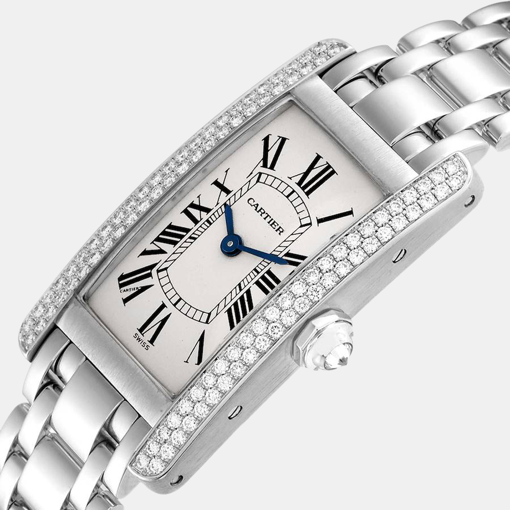 

Cartier Diamonds 18K White Gold Tank Americaine WB7018L1 Women's Wristwatch 19 mm