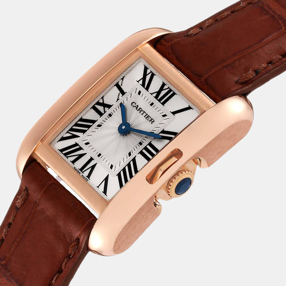 

Cartier Silver 18K Rose Gold Tank Anglaise W5310027 Women's Wristwatch 23 mm