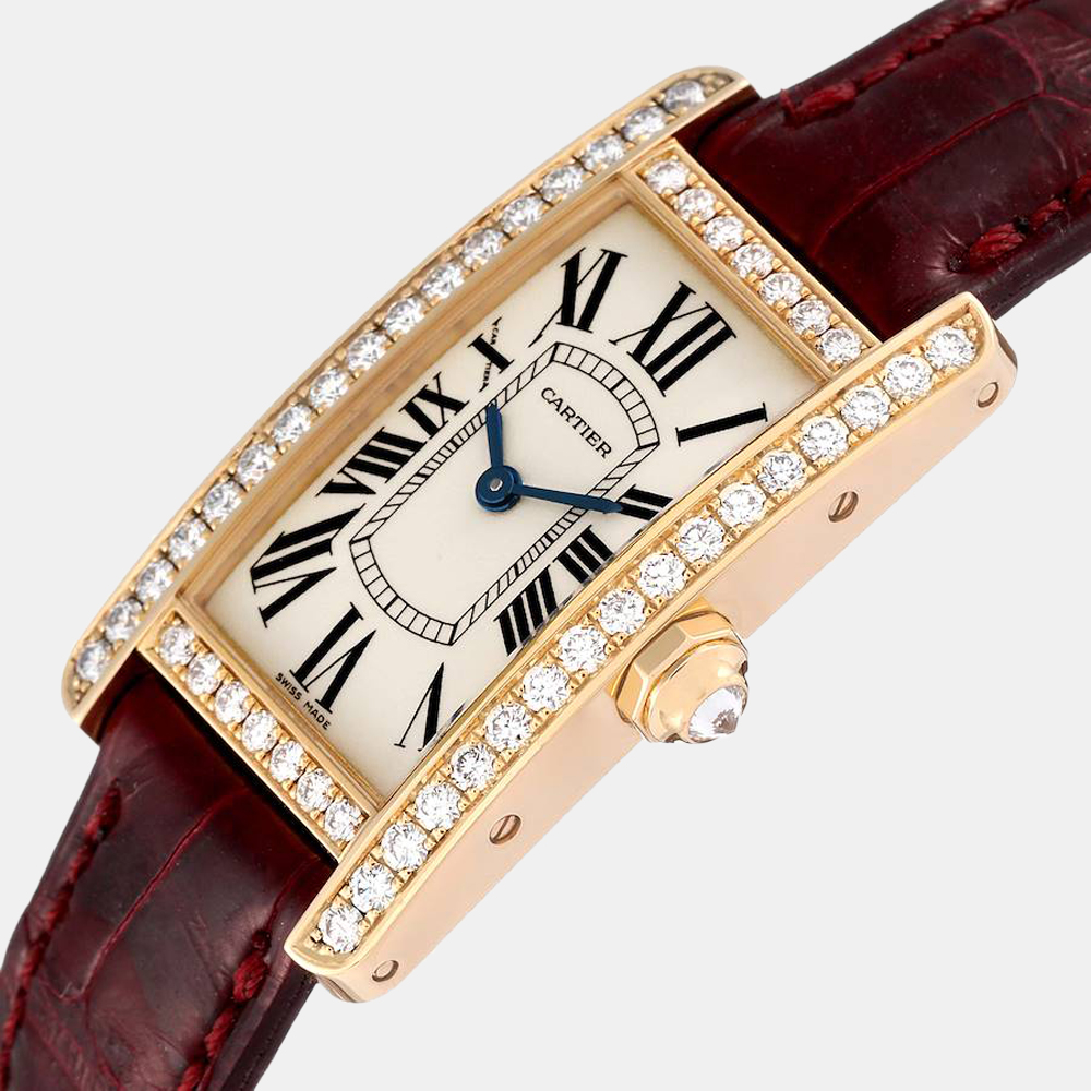 

Cartier Diamonds 18K Yellow Gold Tank Americaine WB707231 Women's Wristwatch 19 mm, White