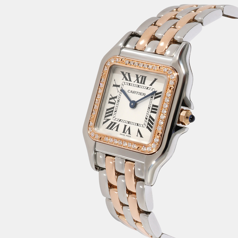 

Cartier Silver Rose Gold And Stainless Steel Panthere W3PN0007 Quartz Women's Wristwatch 27 mm