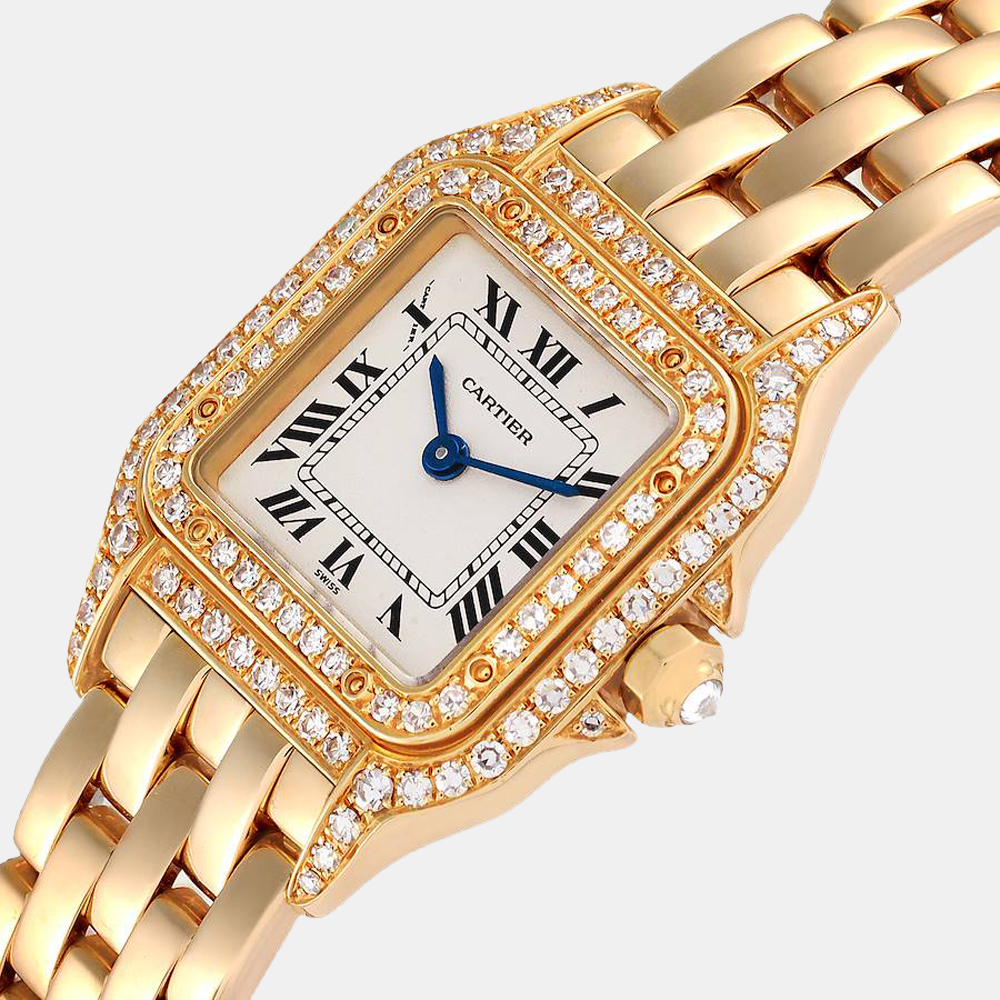 

Cartier Silver 18K Yellow Gold And Stainless Steel Panthere 1070 Quartz Women's Wristwatch 22 mm