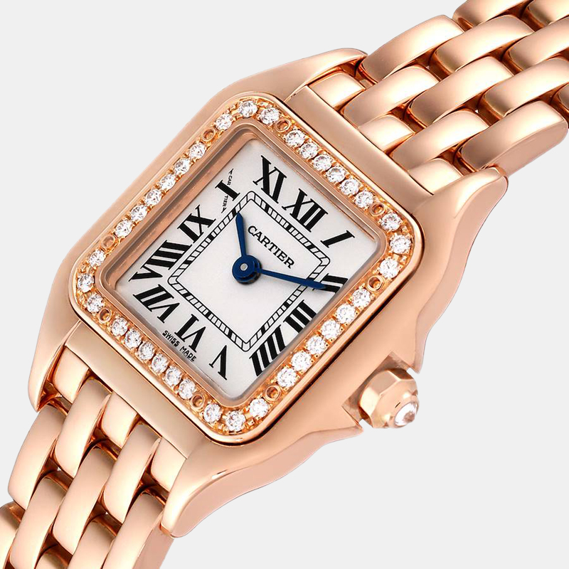 

Cartier Silver Diamond 18k Rose Gold Panthere WJPN0008 Quartz Women's Wristwatch 22 mm