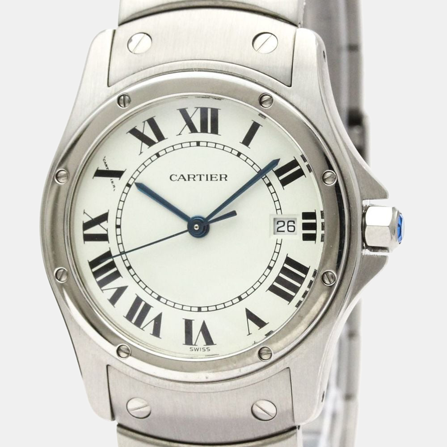 

Cartier White Stainless Steel Santos Cougar W20027K1 Quartz Women's Wristwatch 30 mm