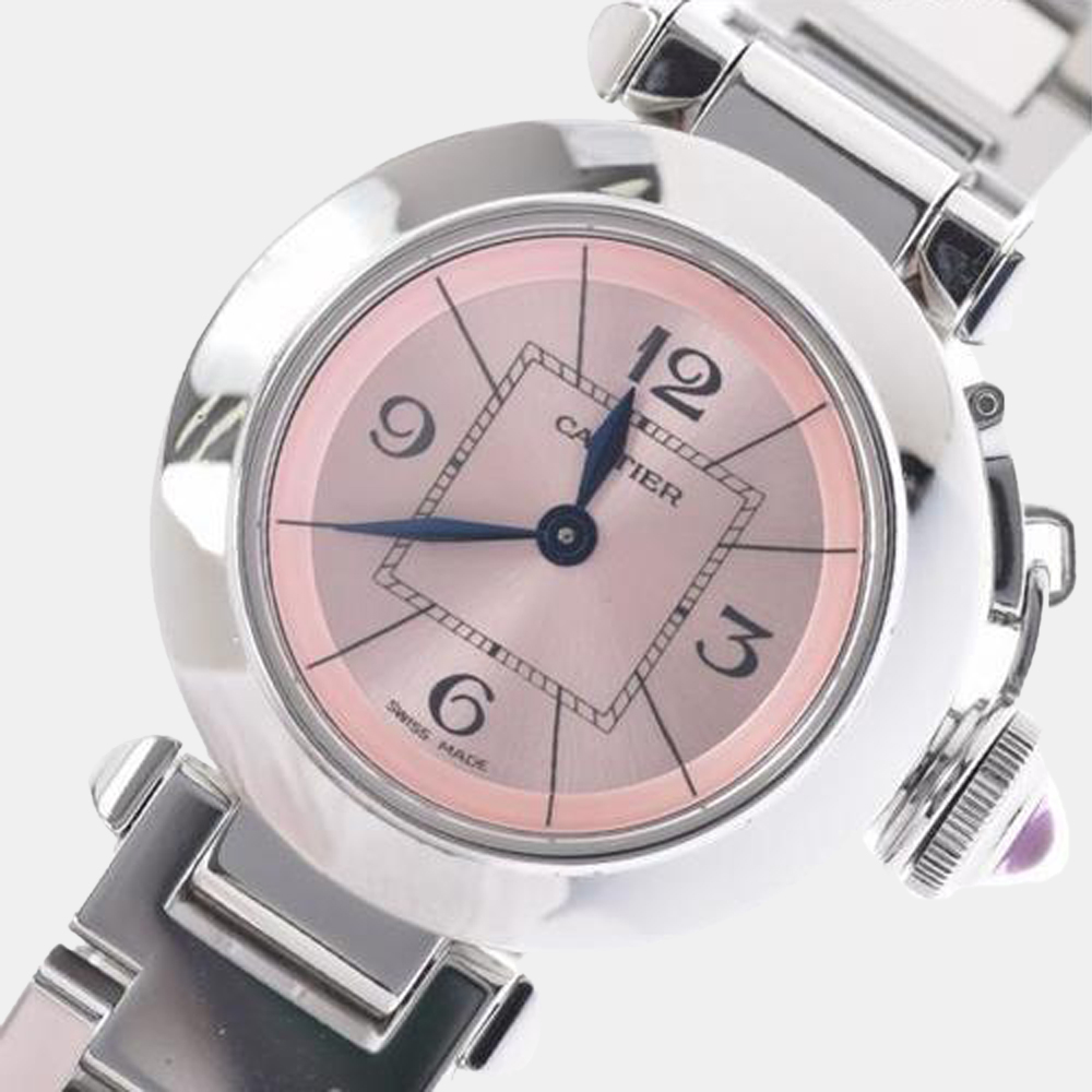 

Cartier Pink Stainless Steel Miss Pasha W3140008 Quartz Women's Wristwatch 27 mm