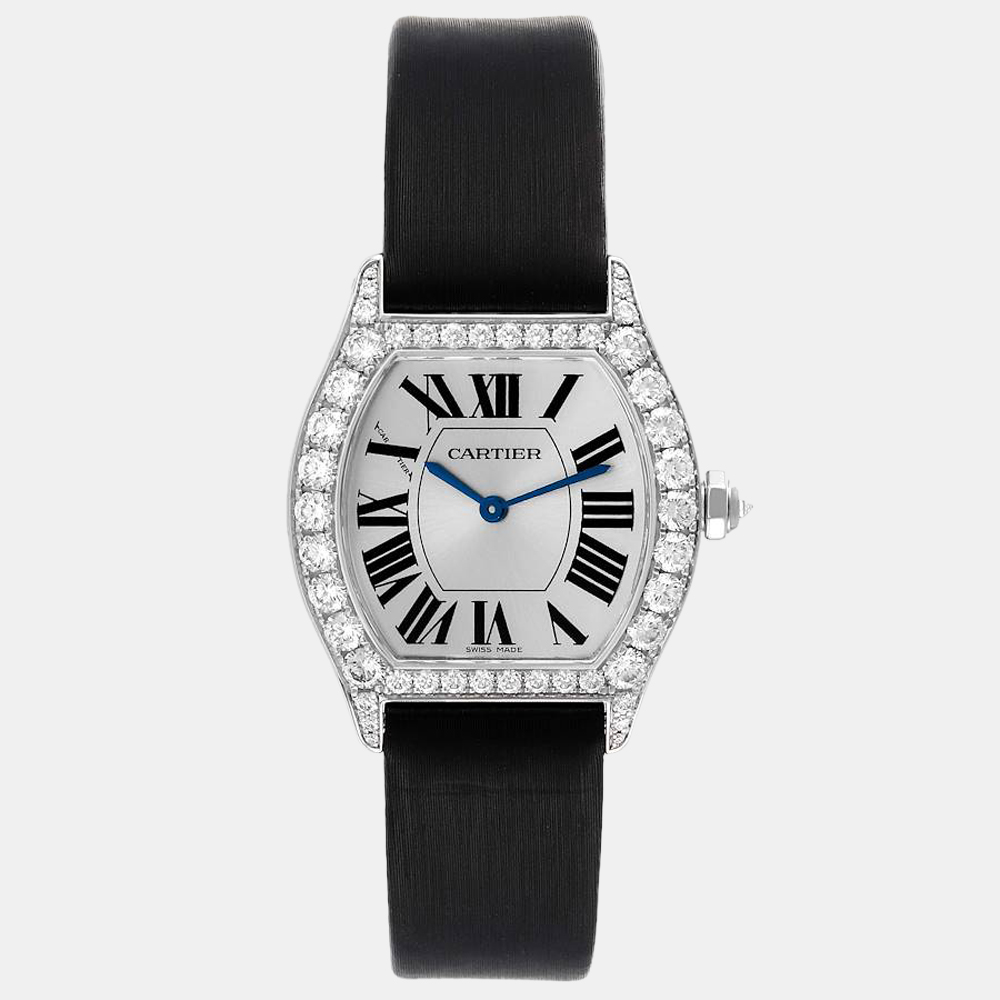 

Cartier Silver 18K White Gold Tortue WA507231 Manual Winding Women's Wristwatch 28 mm