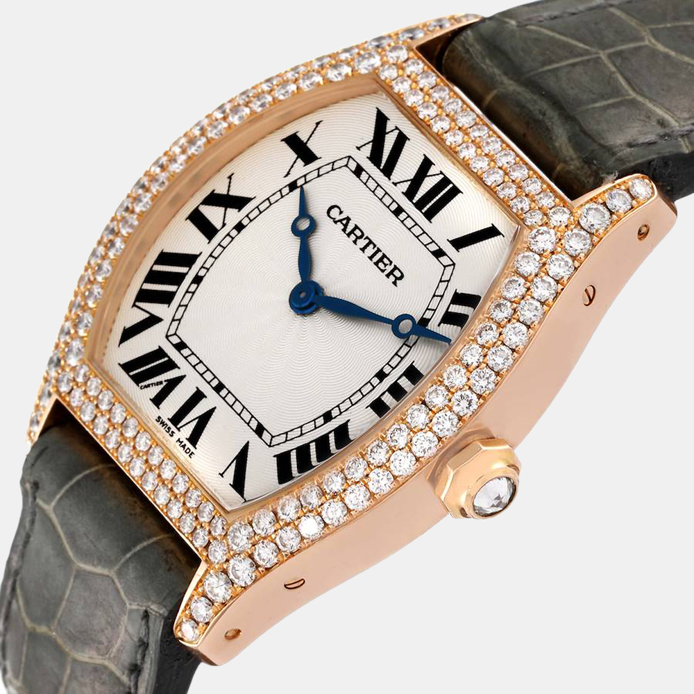 

Cartier Silver Diamond 18k Rose Gold Tortue WA503751 Manual Winding Women's Wristwatch 28 mm