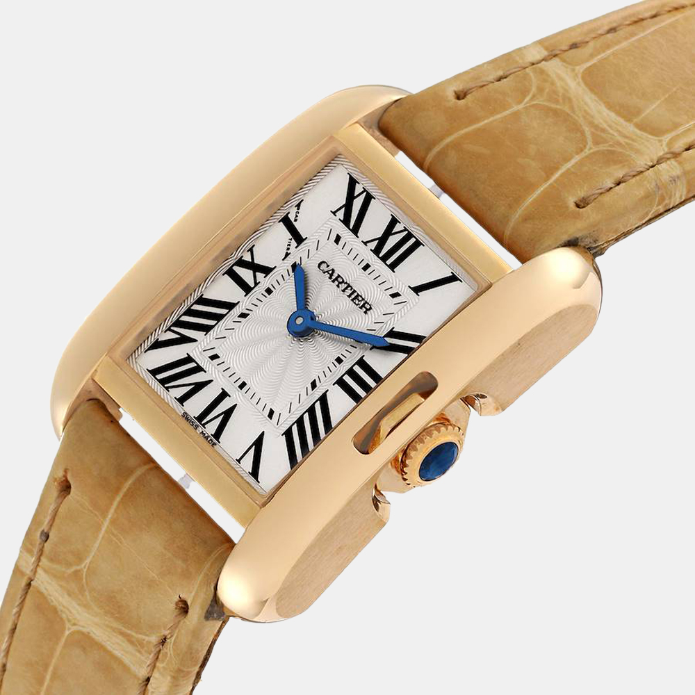 

Cartier Silver 18k Yellow Gold Tank Anglaise W5310028 Quartz Women's Wristwatch 23 mm