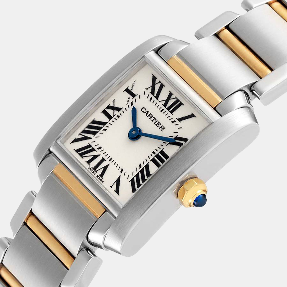 

Cartier Silver 18k Yellow Gold And Stainless Steel Tank Francaise W51007Q4 Quartz Women's Wristwatch 20 mm