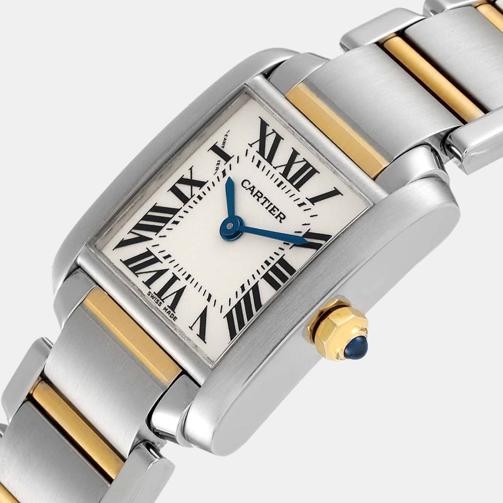 

Cartier Silver 18k Yellow Gold And Stainless Steel Tank Francaise W51007Q4 Quartz Women's Wristwatch 20 mm