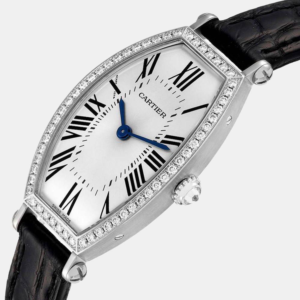 

Cartier Silver 18k White Gold Tortue WE400131 Manual Winding Women's Wristwatch 21 mm