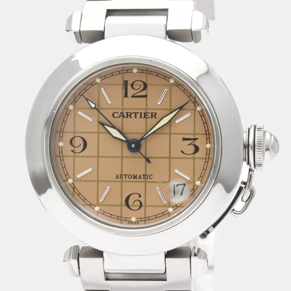

Cartier Pink Stainless Steel Pasha W31024M7 Automatic Women's Wristwatch 35 mm