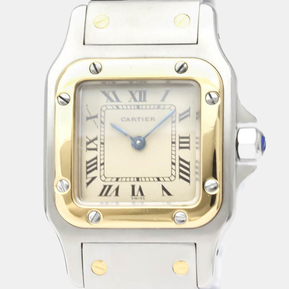 

Cartier White 18k Yellow Gold Stainless Steel Santos Galbee 166930 Quartz Women's Wristwatch 24 mm