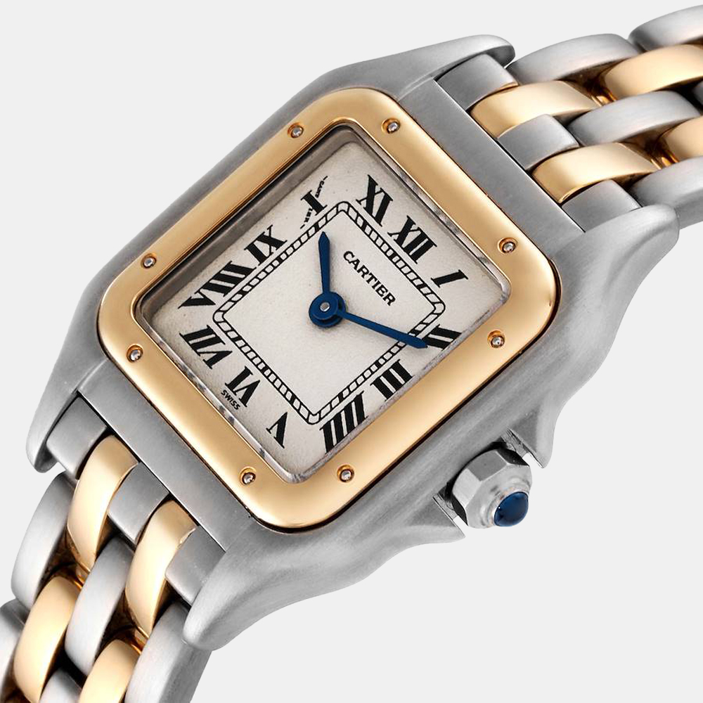 

Cartier Silver 18k Yellow Gold And Stainless Steel Panthere W25029B6 Quartz Women's Wristwatch 22 mm