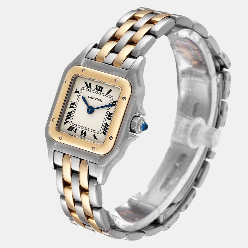 

Cartier Silver 18k Yellow Gold And Stainless Steel Panthere W25029B6 Quartz Women's Wristwatch 22 mm