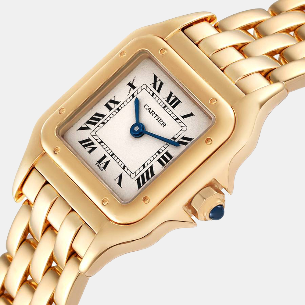 

Cartier Silver 18k Yellow Gold Panthere W25022B9 Quartz Women's Wristwatch 22 mm