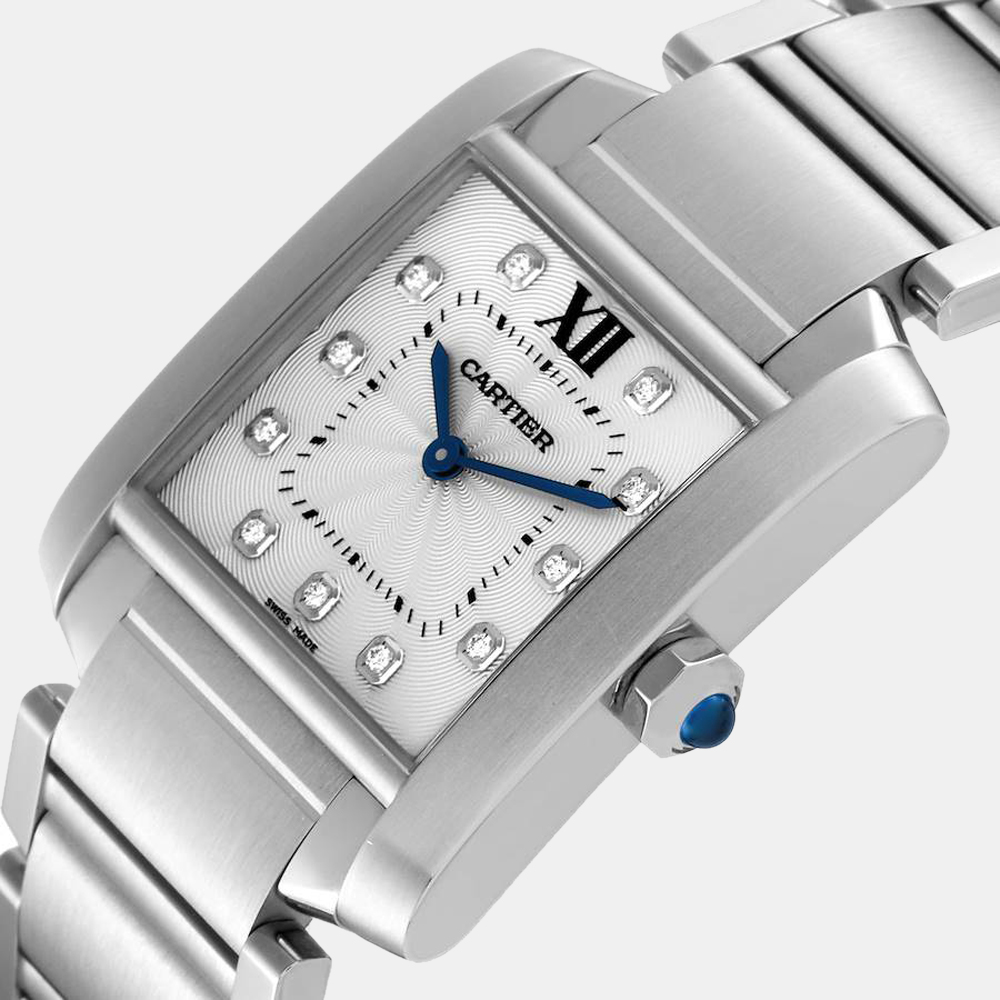 

Cartier Silver Stainless Steel Tank Francaise WE110007 Quartz Women's Wristwatch 25 mm