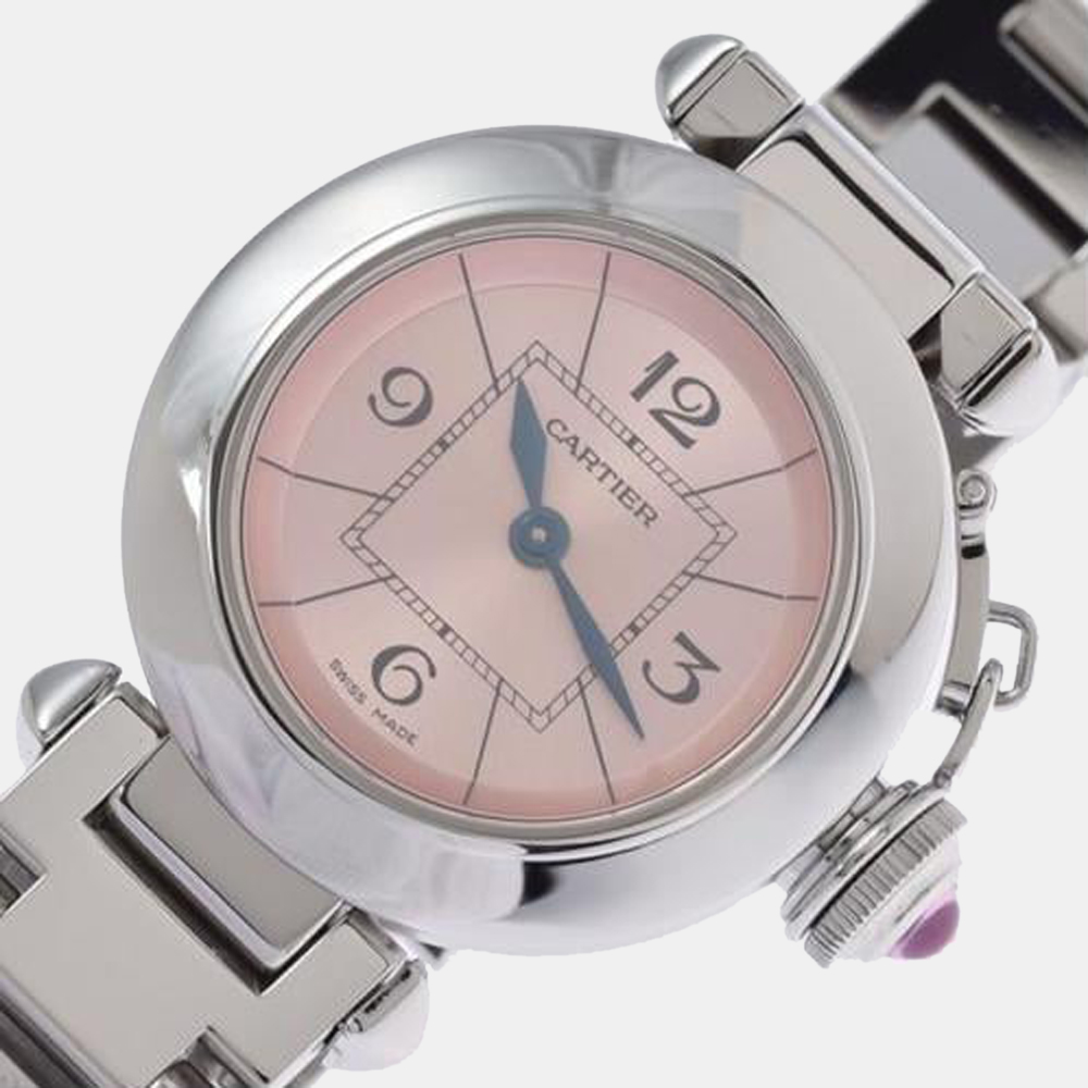 

Cartier Pink Stainless Steel Miss Pasha W3140008 Quartz Women's Wristwatch 27 mm