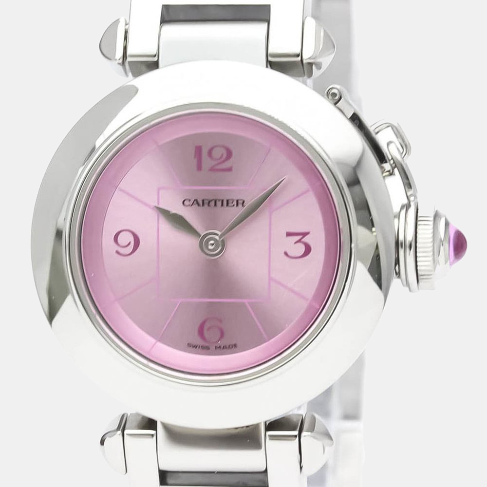 

Cartier Pink Stainless Steel Miss Pasha W3140023 Quartz Women's Wristwatch 27 mm