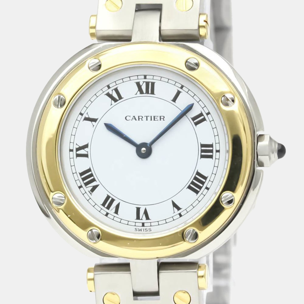 

Cartier White 18k Yellow Gold And Stainless Steel Santos Quartz Women's Wristwatch 27 mm