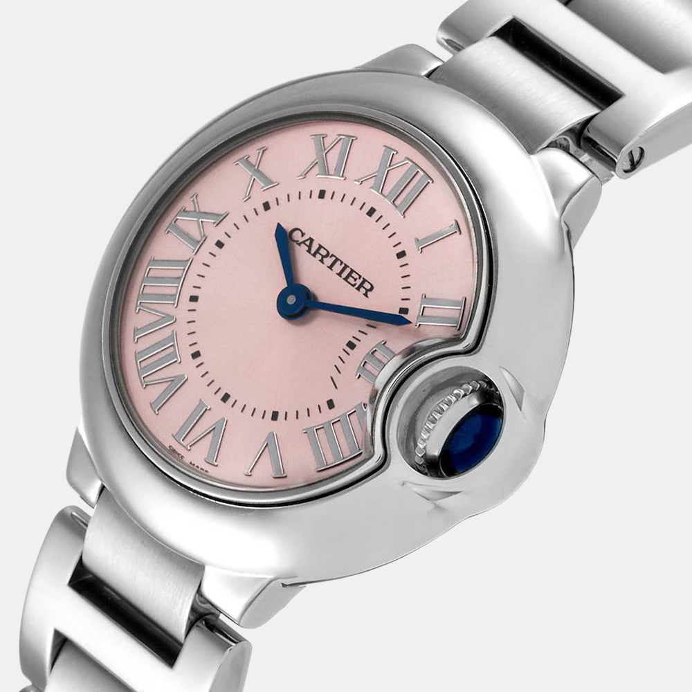 

Cartier Pink Stainless Steel Ballon Bleu W6920038 Quartz Women's Wristwatch 28 mm