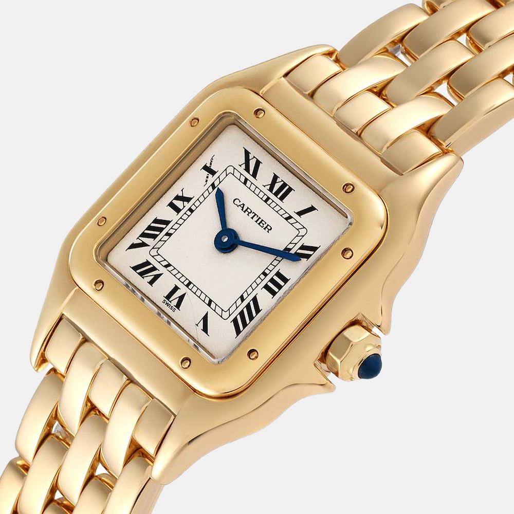 

Cartier Silver 18k Yellow Gold Panthere W25022B9 Quartz Women's Wristwatch 22 mm