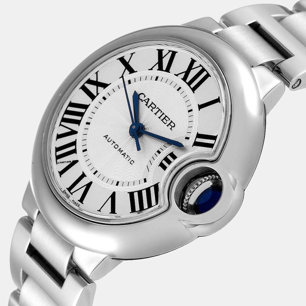 

Cartier Silver Stainless Steel Ballon Bleu W6920071 Automatic Women's Wristwatch 33 mm