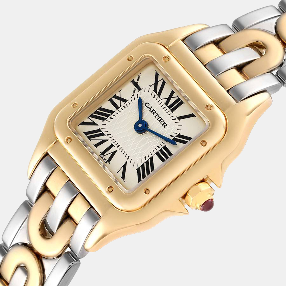 

Cartier Silver 18k Yellow Gold And Stainless Steel Panthere W25046S1 Quartz Women's Wristwatch 22 mm