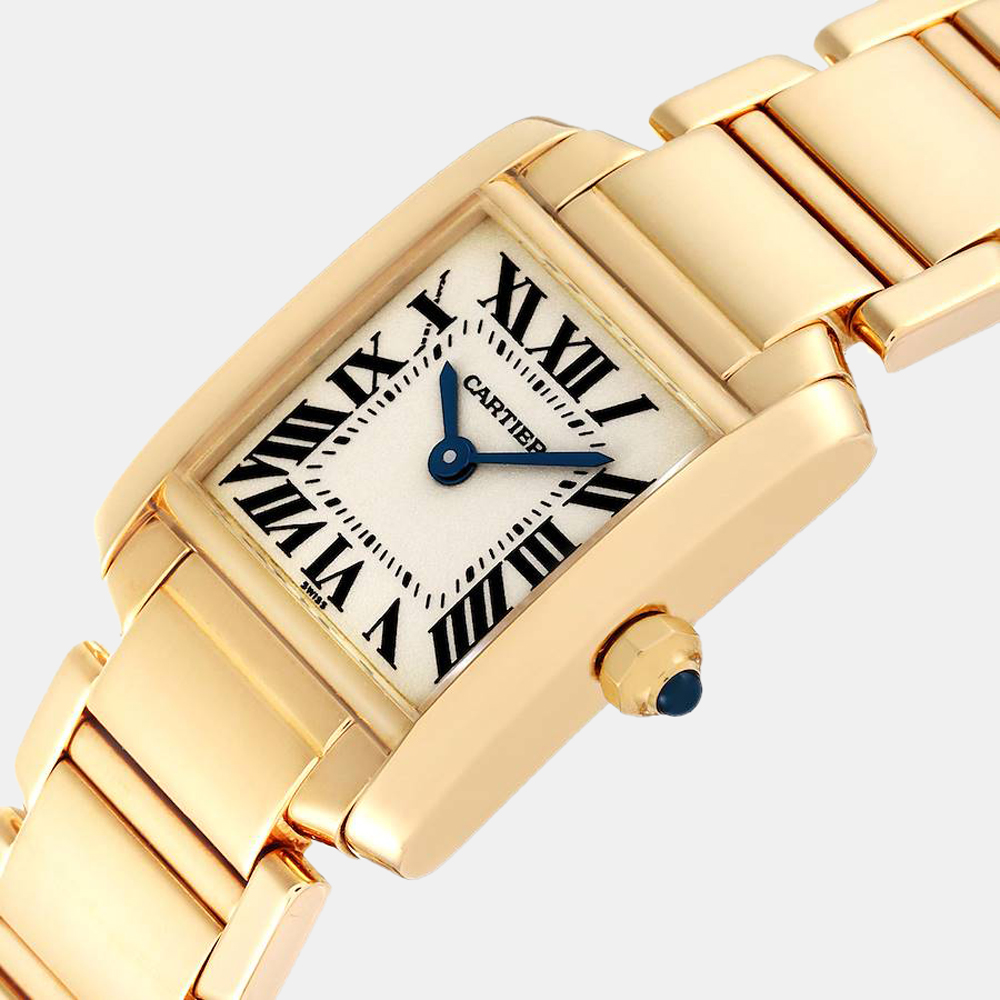 

Cartier Silver 18k Yellow Gold Tank Francaise W50002N2 Quartz Women's Wristwatch 20 mm