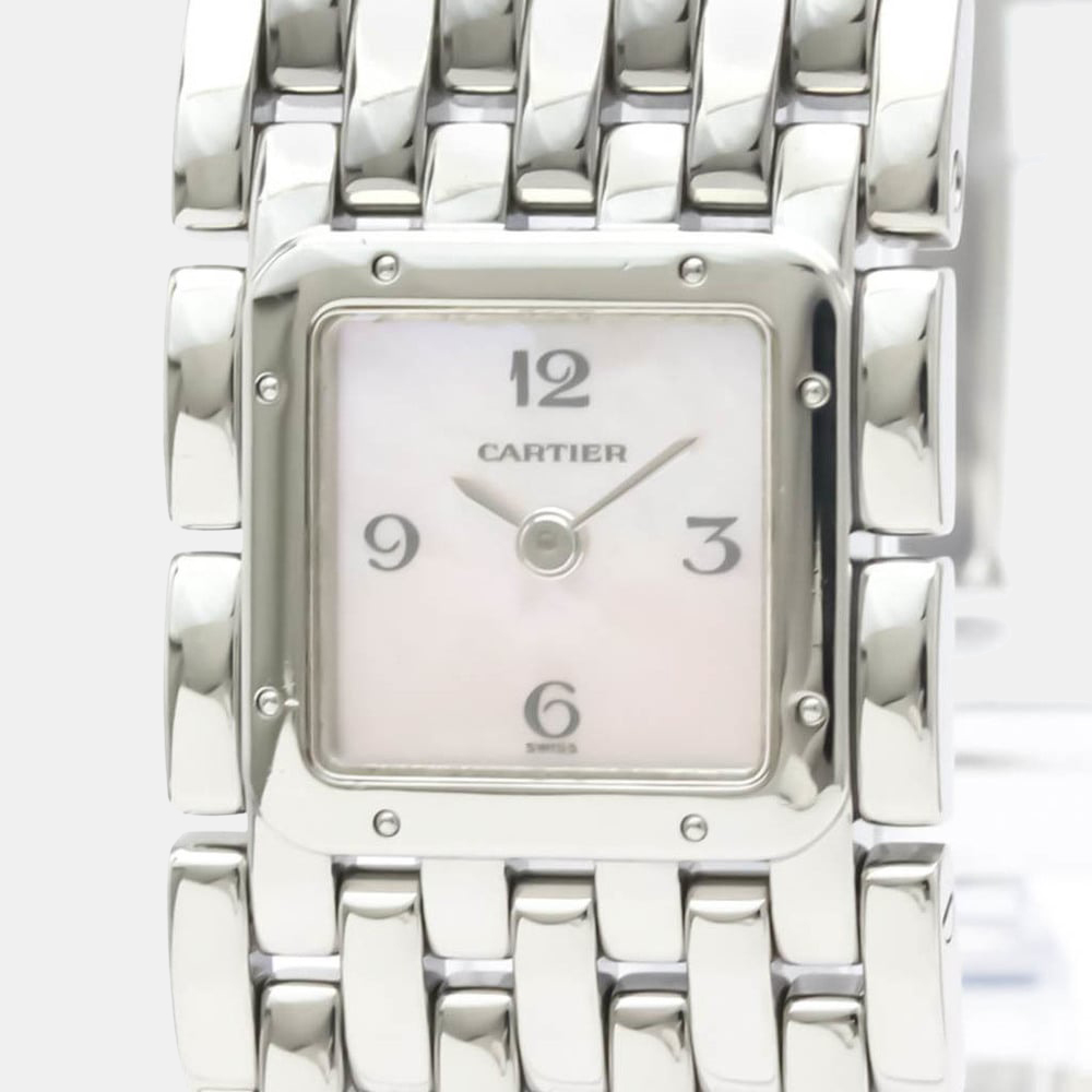 

Cartier Pink Shell Stainless Steel Panthere Ruban W61003T9 Quartz Women's Wristwatch 21 mm