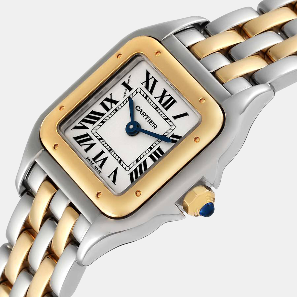 

Cartier Silver 18k Yellow Gold And Stainless Steel Panthere W2PN0006 Quartz Women's Wristwatch 22 mm