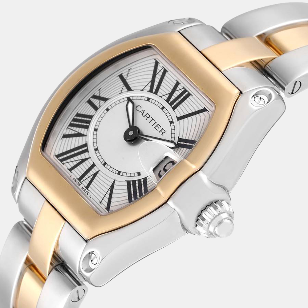 

Cartier Silver 18k Yellow Gold And Stainless Steel Roadster W62026Y4 Quartz Women's Wristwatch 30 mm