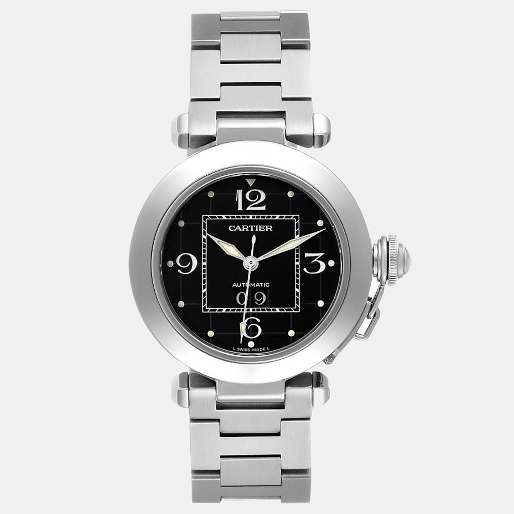 Preowned Cartier Black Stainless Steel Pasha W31053m7 Automatic Women