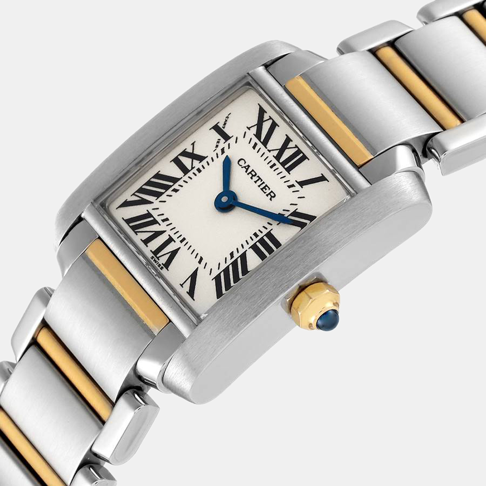 

Cartier Silver 18k Yellow Gold And Stainless Steel Tank Francaise W51007Q Quartz Women's Wristwatch 20 mm