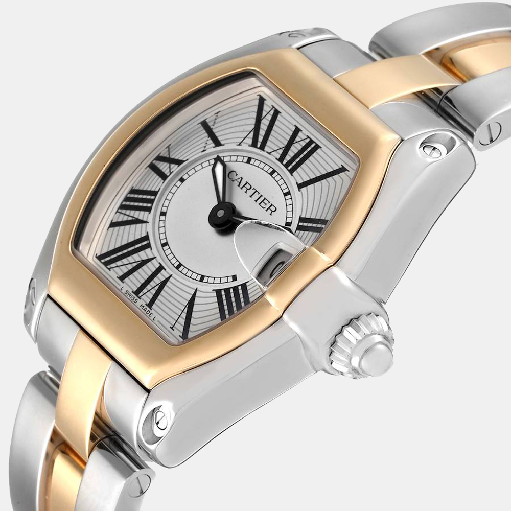 

Cartier Silver 18k Yellow Gold And Stainless Steel Roadster W62026Y4 Quartz Women's Wristwatch 30 mm