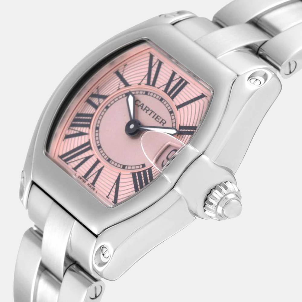 

Cartier Pink Stainless Steel Roadster W62017V3 Quartz Women's Wristwatch 30 mm