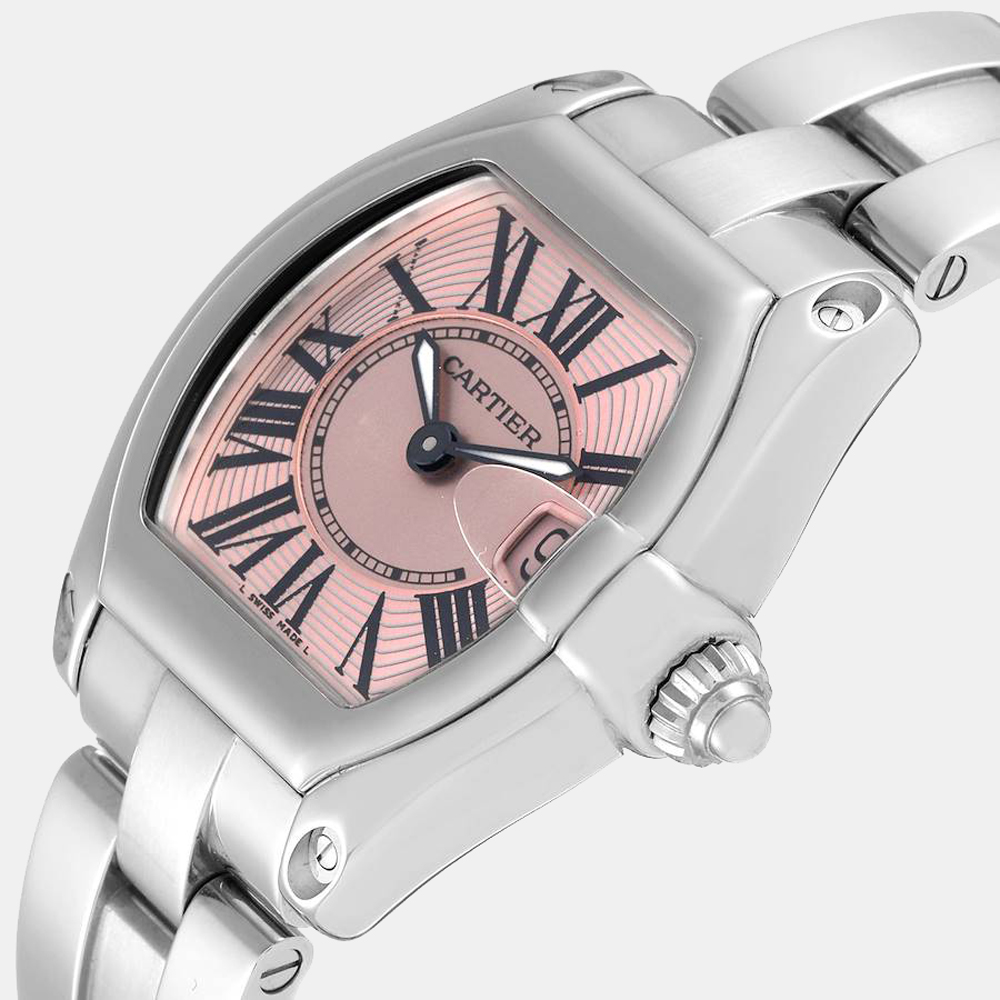 

Cartier Pink Stainless Steel Roadster W62017V3 Quartz Women's Wristwatch 30 mm