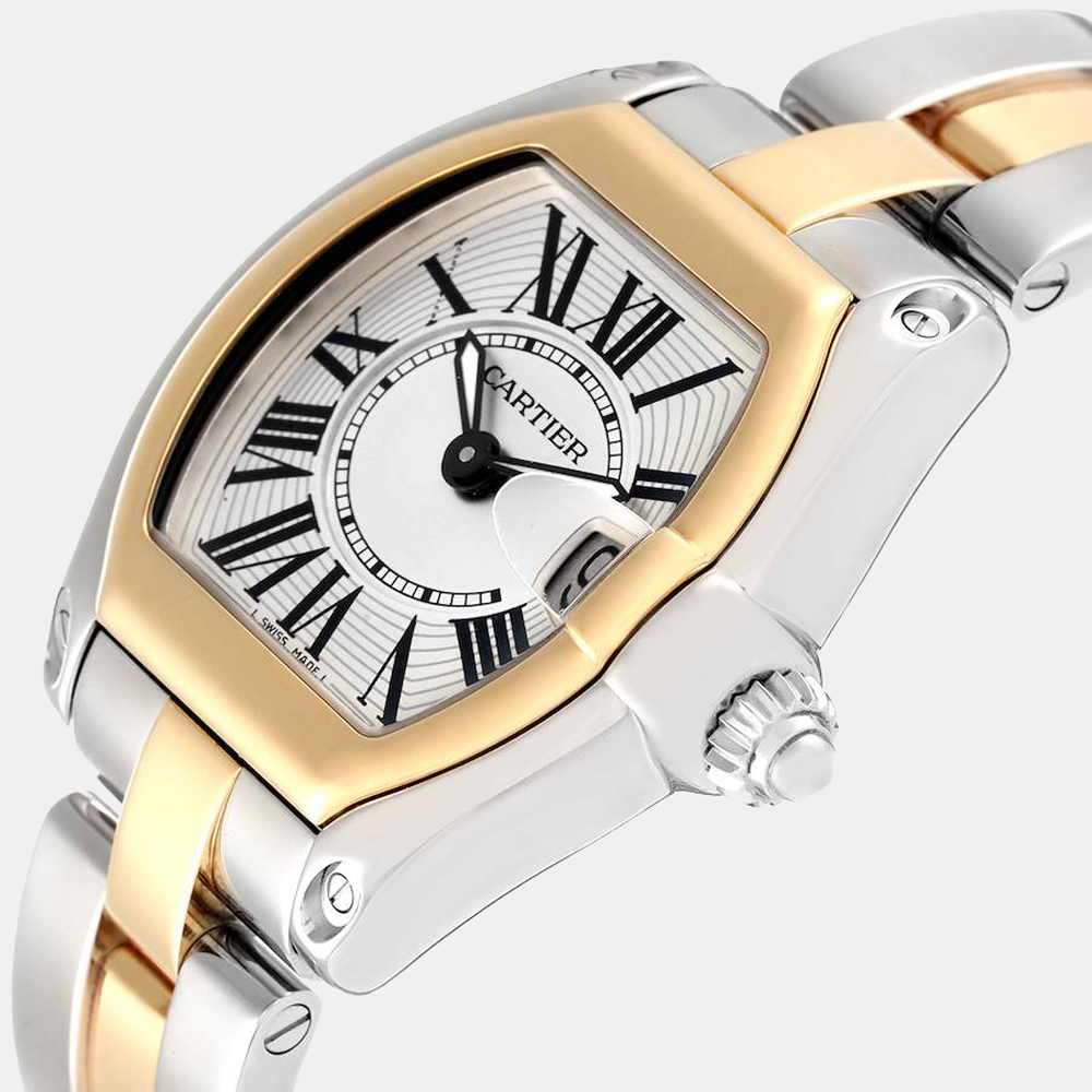 

Cartier Silver 18k Yellow Gold And Stainless Steel Roadster W62026Y4 Quartz Women's Wristwatch 30 mm