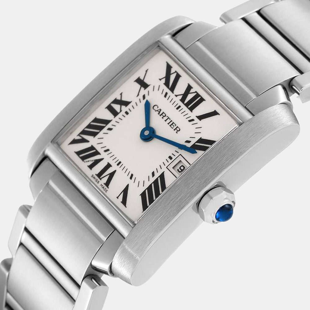 

Cartier Silver Stainless Steel Tank Francaise W51011Q3 Quartz Women's Wristwatch 25 mm