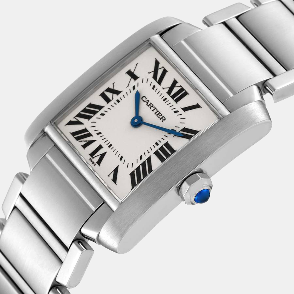 

Cartier Silver Stainless Steel Tank Francaise WSTA0005 Quartz Women's Wristwatch 25 mm