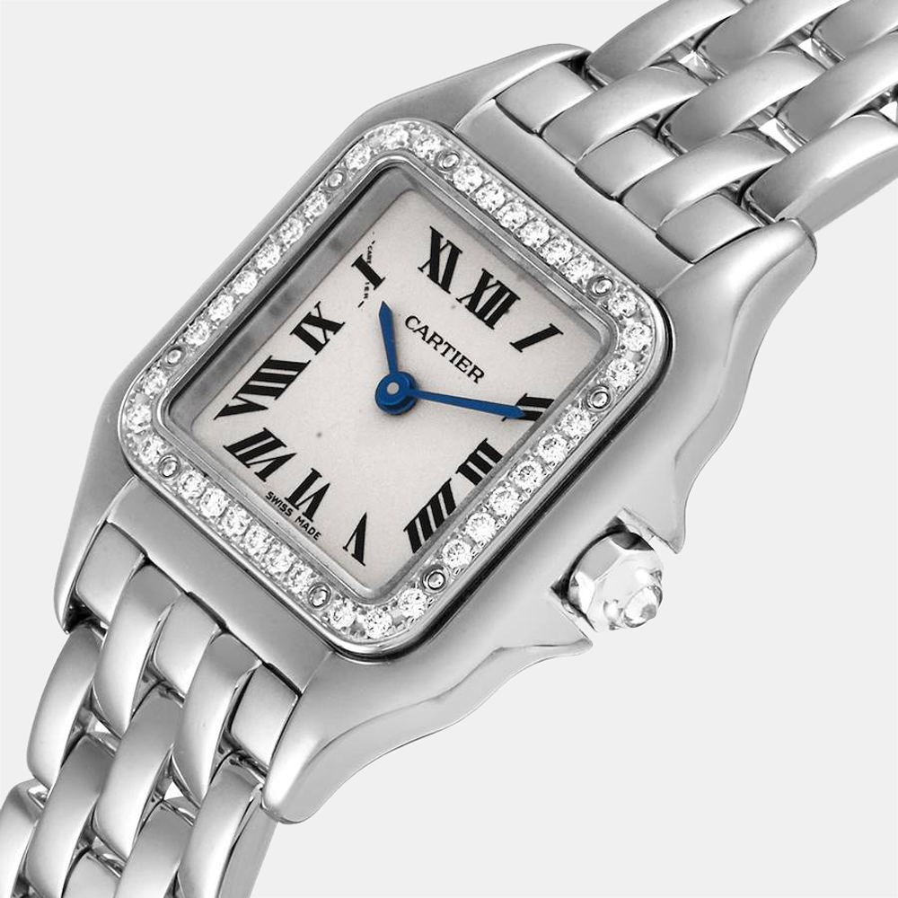 

Cartier Silver 18k White Gold Panthere WF3091F3 Quartz Women's Wristwatch 22 mm