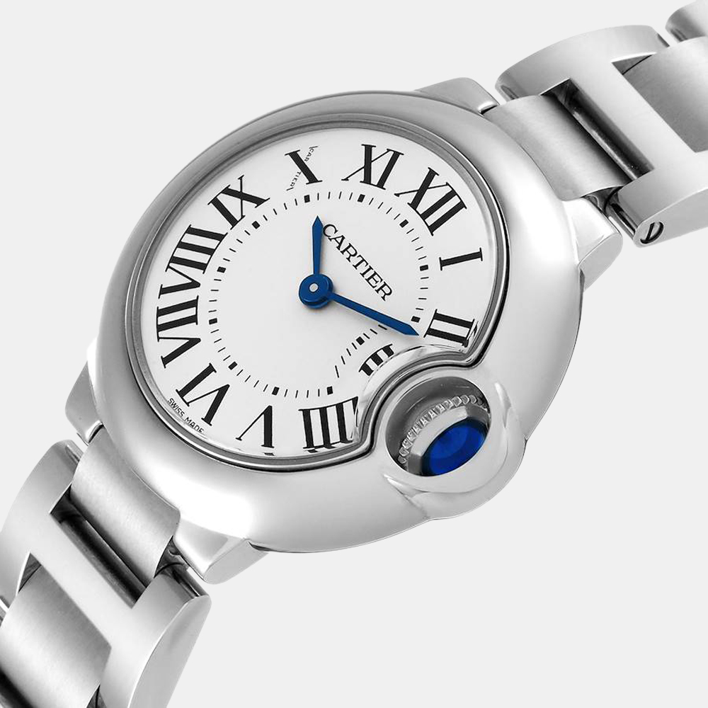 

Cartier Silver Stainless Steel Ballon Bleu W69010Z4 Quartz Women's Wristwatch 29 mm