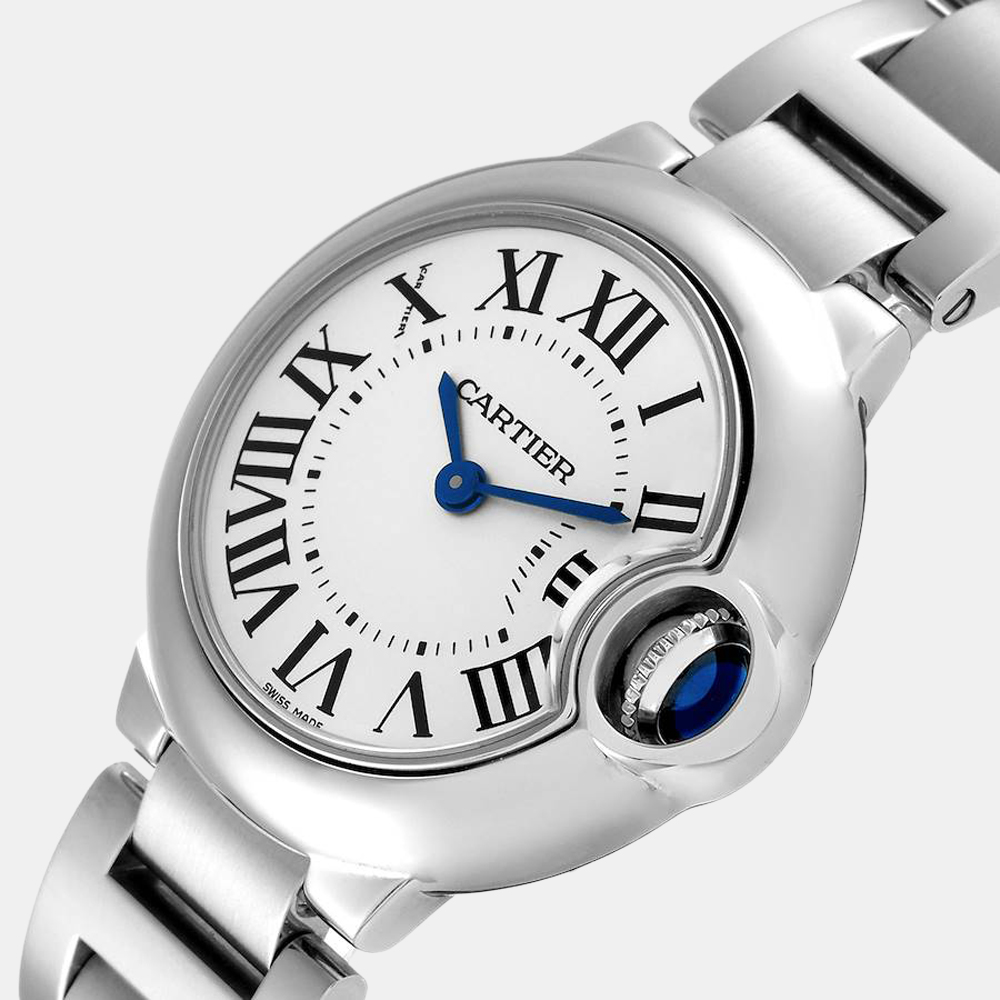 

Cartier Silver Stainless Steel Ballon Bleu W69010Z4 Quartz Women's Wristwatch 29 mm