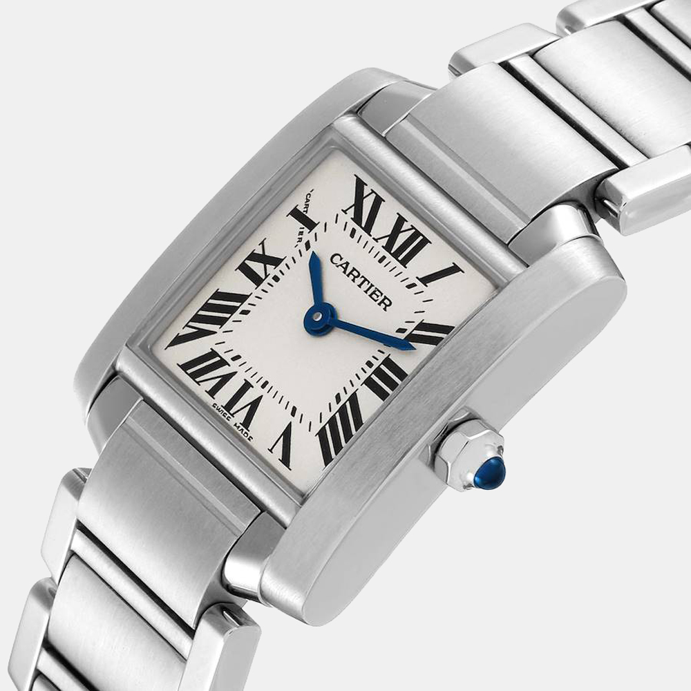 

Cartier Silver Stainless Steel Tank Francaise W51008Q3 Quartz Women's Wristwatch 20 mm
