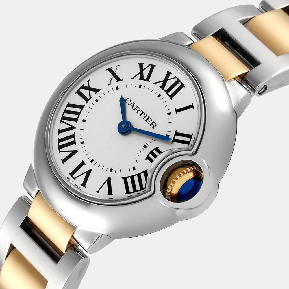

Cartier Silver 18k Yellow Gold And Stainless Steel Ballon Bleu W69007Z3 Quartz Women's Wristwatch 28 mm