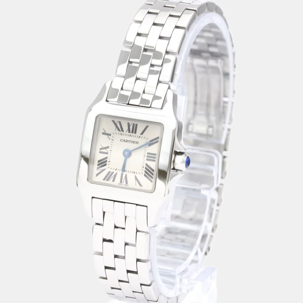 مملوكة مسبقًا Cartier Silver Stainless Steel Santos Demoiselle W25064Z5 Quartz Women's Wristwatch 20 mm