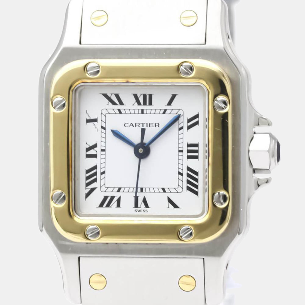 

Cartier White 18K Yellow Gold And Stainless Steel Santos Galbee Automatic Women's Wristwatch 24 mm